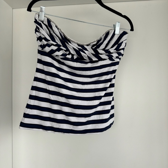 NWT - White House Black Market - Stripe Tube Top Navy/White Sz Medium - Picture 2 of 4